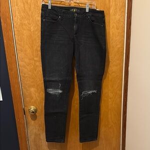 Lucky Brand Black Mid Rise Distressed Lolita Skinny Jeans